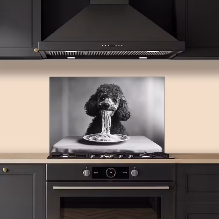 Fond de hotte - Caniche - Chien - Noir - Blanc - Mignon - Pâtes — 5