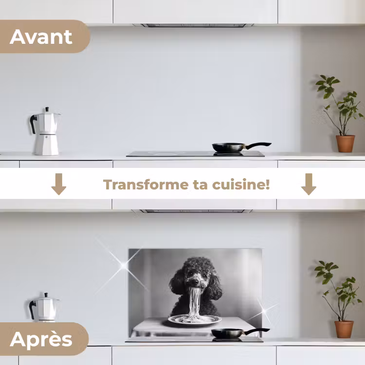 Fond de hotte - Caniche - Chien - Noir - Blanc - Mignon - Pâtes — 7