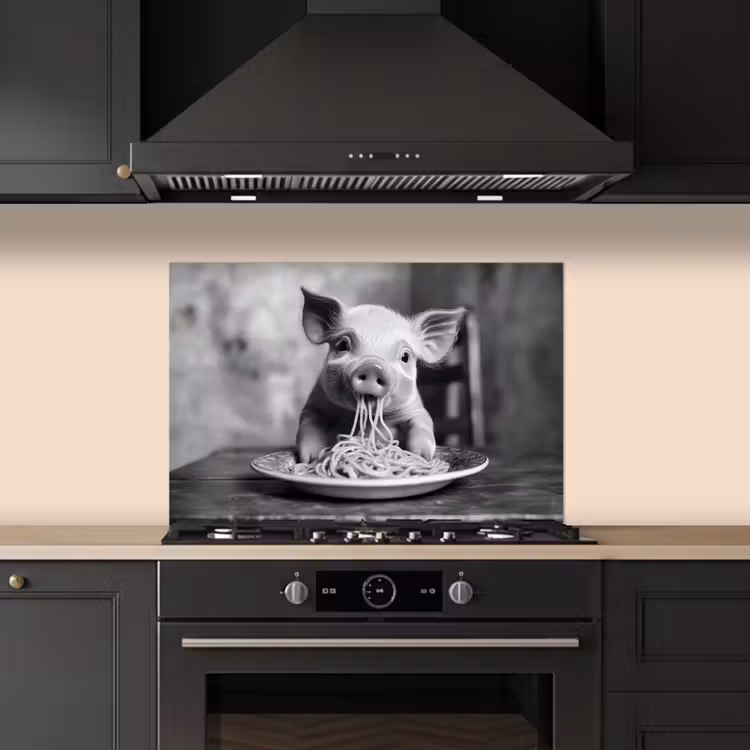 Fond de hotte - Cochon - Mignon - Spaghetti - Noir et blanc - Animal — 5