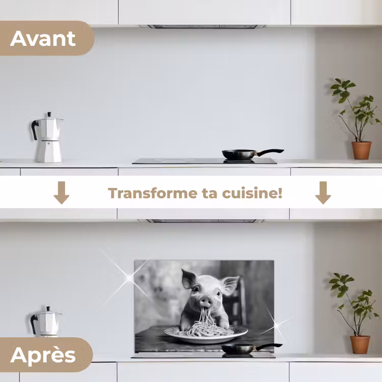 Fond de hotte - Cochon - Mignon - Spaghetti - Noir et blanc - Animal — 7