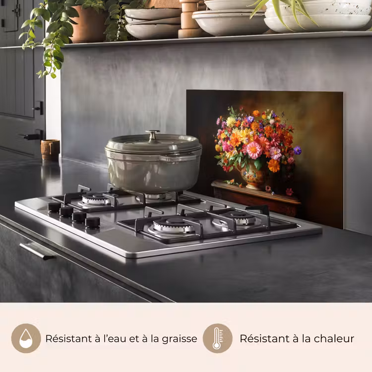 Fond de hotte - Couleurs - Bouquet - Vase - Bois — 2