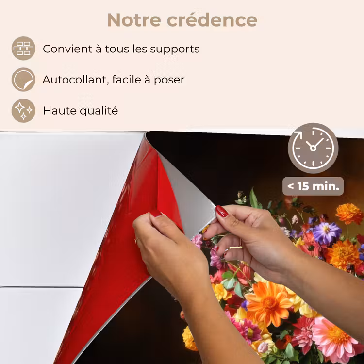 Fond de hotte - Couleurs - Bouquet - Vase - Bois — 4