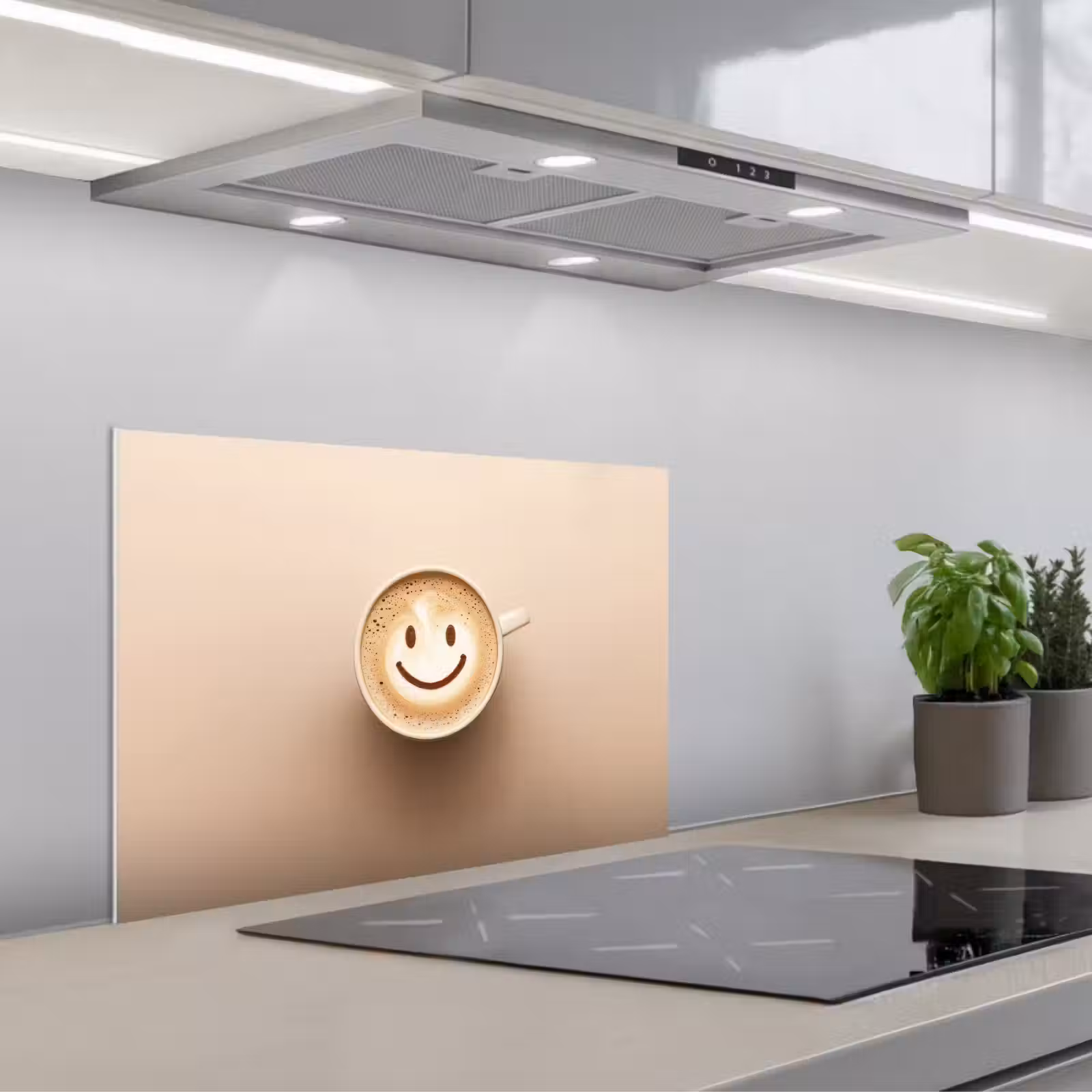 Fond de hotte - Café - Mousse de lait - Sourire - Beige — 1