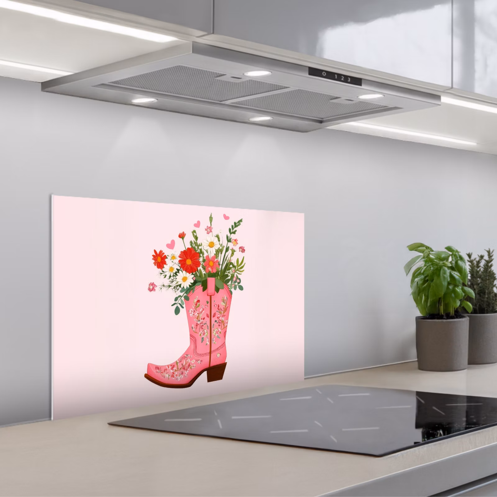 Fond de hotte - Bottes de cow-boy - Rose - Bouquet - Fleurs — 1