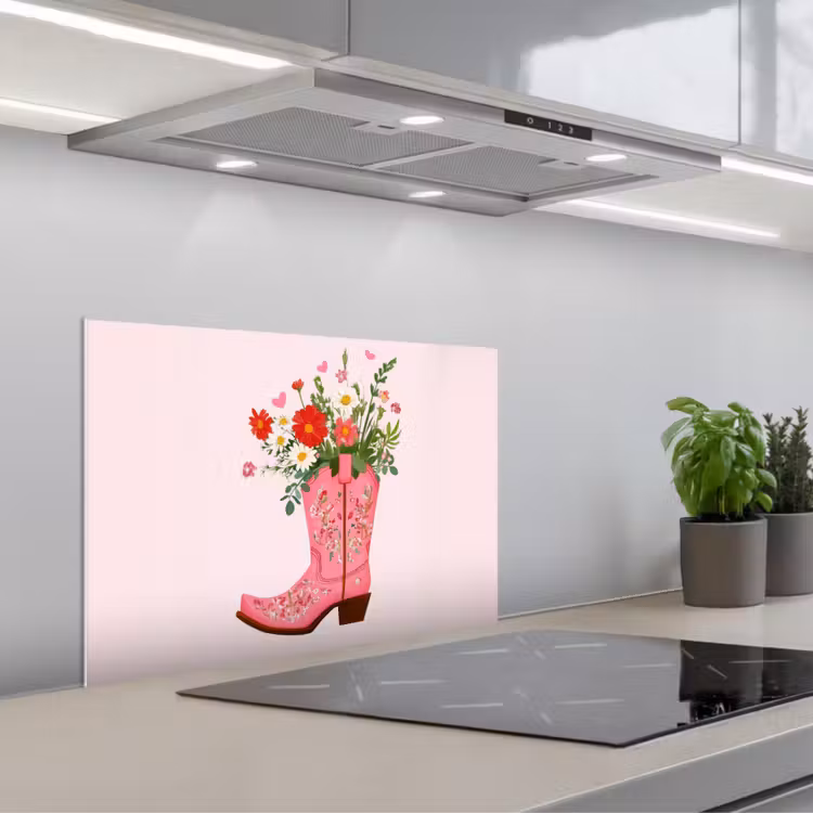 Fond de hotte - Bottes de cow-boy - Rose - Bouquet - Fleurs — 1