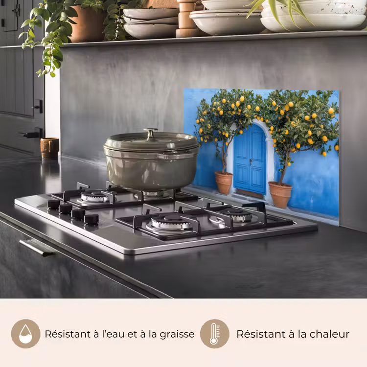 Fond de hotte - Citronniers - Jaune - Porte - Pots — 2