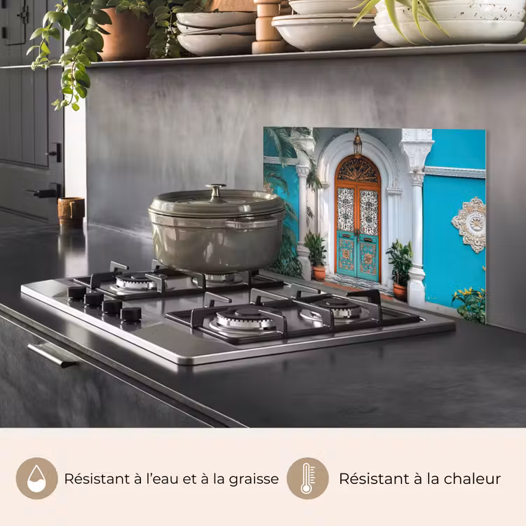 Fond de hotte - Colonnes - Décoratives - Porte - Bleu — 2