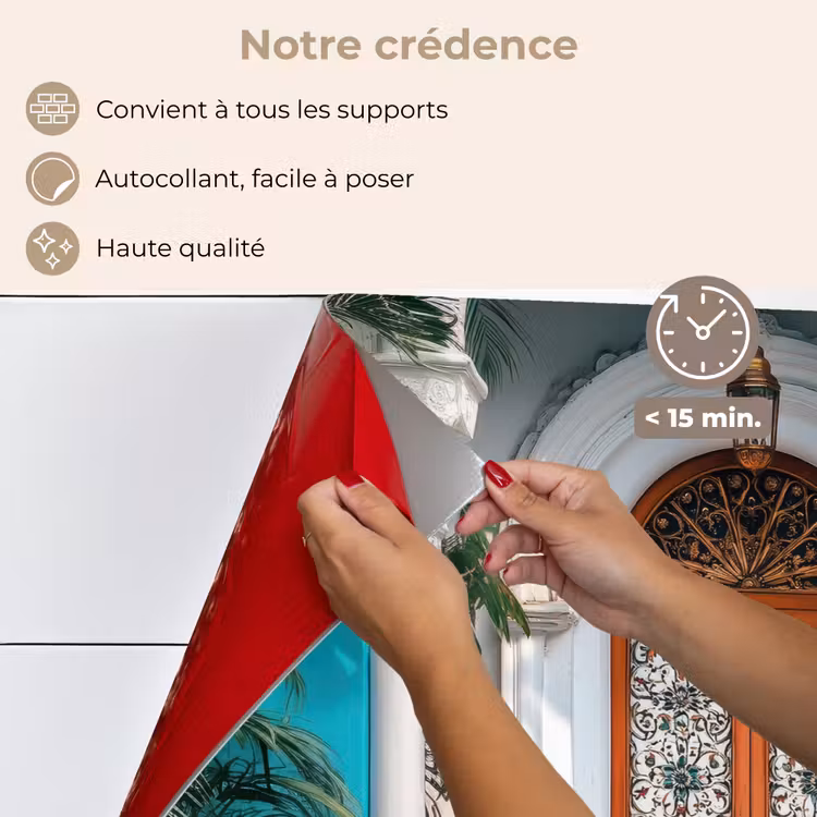 Fond de hotte - Colonnes - Décoratives - Porte - Bleu — 4