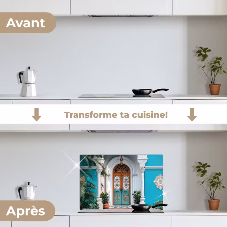 Fond de hotte - Colonnes - Décoratives - Porte - Bleu — 7