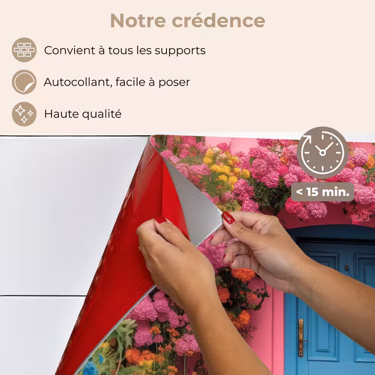 Fond de hotte - Fleurs - Porte - Rose — 4