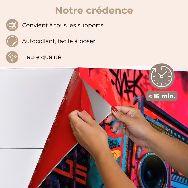 Fond de hotte - Boombox - Rouge - Graffiti - Néon — 4