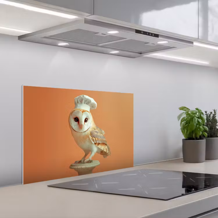 Fond de hotte - Chouette effraie - Toque - Orange - Oiseau — 1