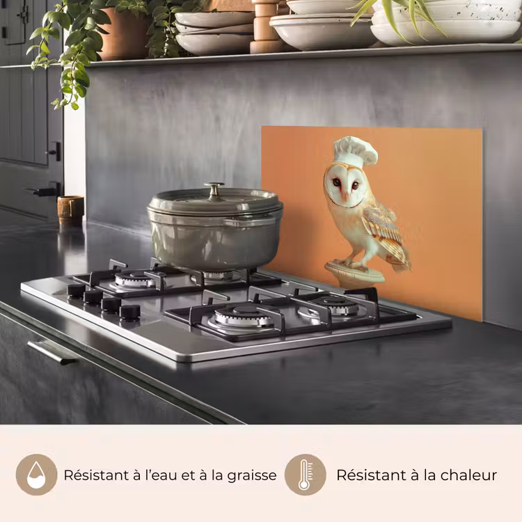 Fond de hotte - Chouette effraie - Toque - Orange - Oiseau — 2