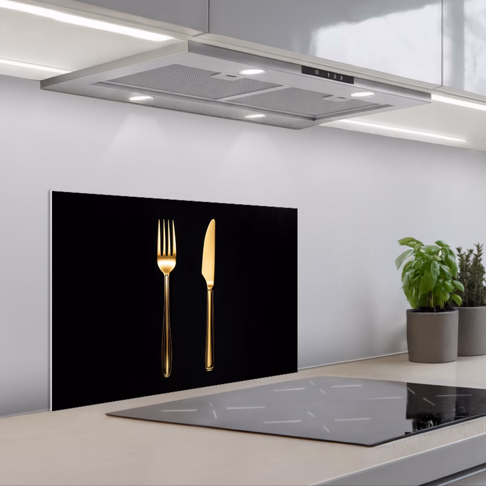 Fond de hotte - Couverts - Or - Couteau - Fourchette — 1