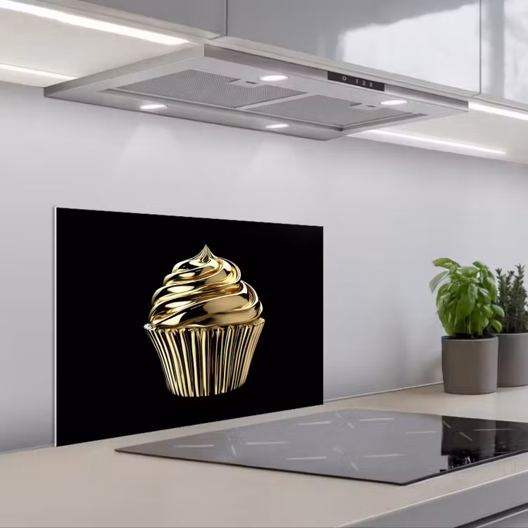 Fond de hotte - Cupcake - Nourriture - Or - Noir — 1