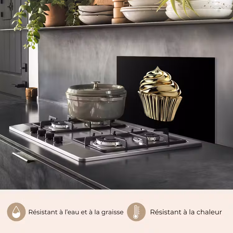 Fond de hotte - Cupcake - Nourriture - Or - Noir — 2