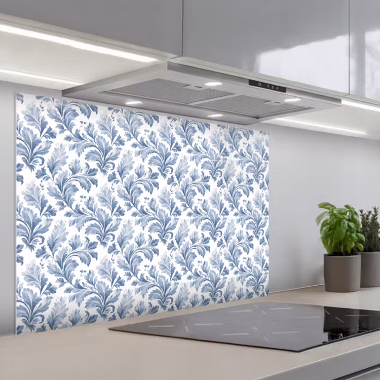 Fond de hotte - Feuilles - Bleu - Motif — 1