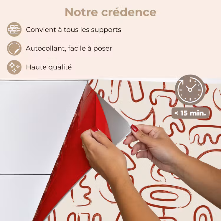 Fond de hotte - Beige - Formes - Rouge - Motif — 4