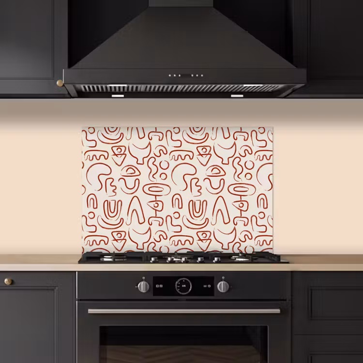 Fond de hotte - Beige - Formes - Rouge - Motif — 5