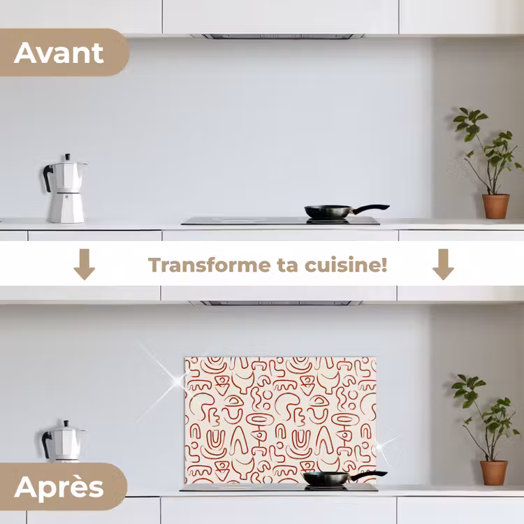 Fond de hotte - Beige - Formes - Rouge - Motif — 7