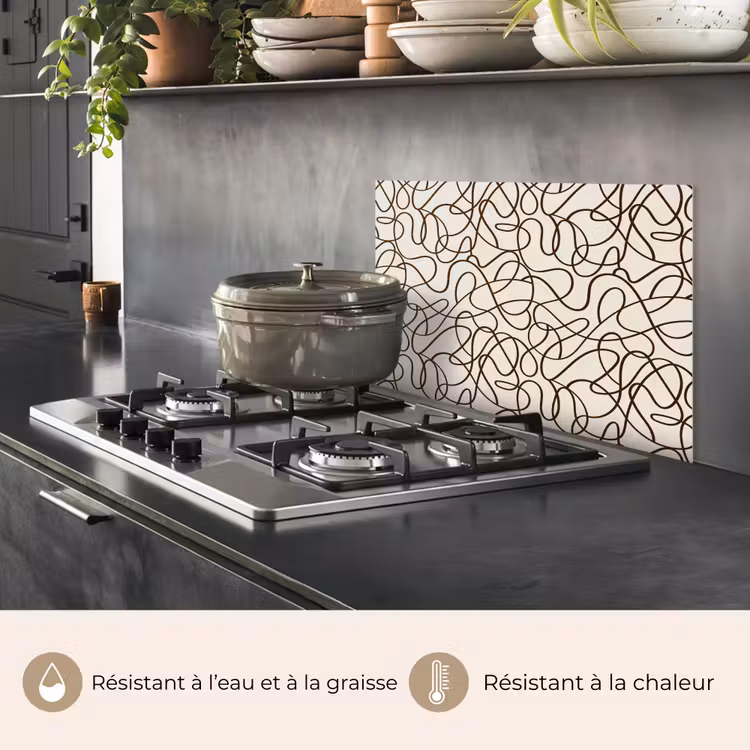 Fond de hotte - Beige - Lines - Dark brown — 2