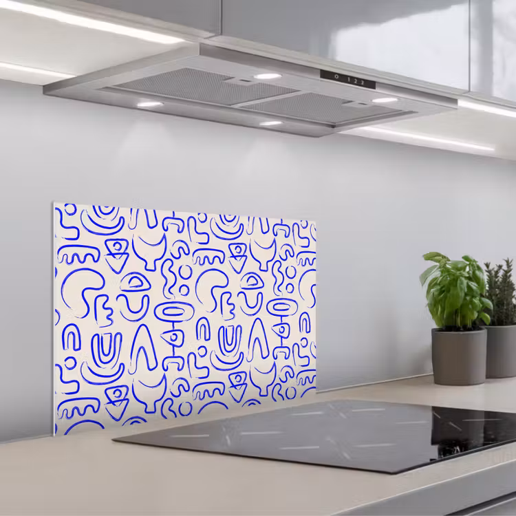 Fond de hotte - Bleu - Motif - Abstrait - Beige — 1
