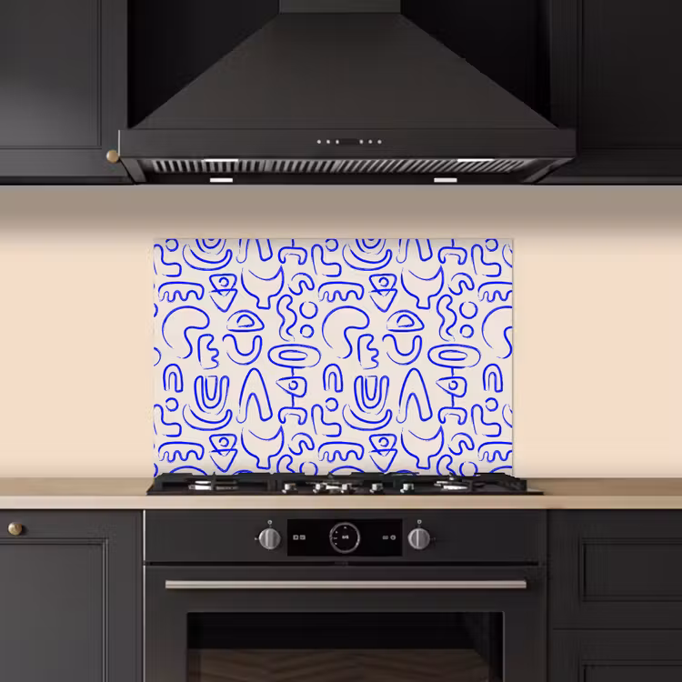 Fond de hotte - Bleu - Motif - Abstrait - Beige — 5