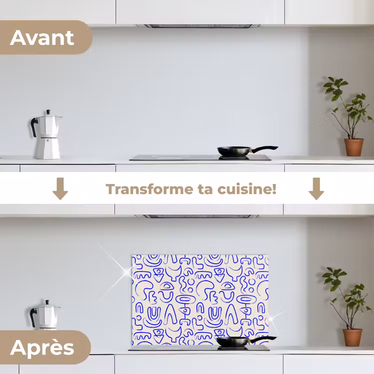 Fond de hotte - Bleu - Motif - Abstrait - Beige — 7