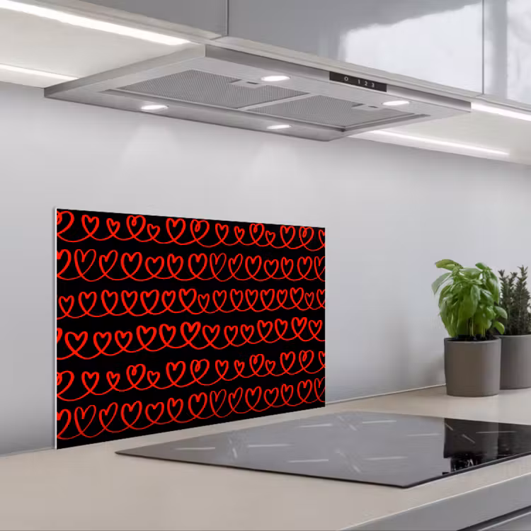 Fond de hotte - Entrelacs - Coeurs - Noir - Rouge — 1