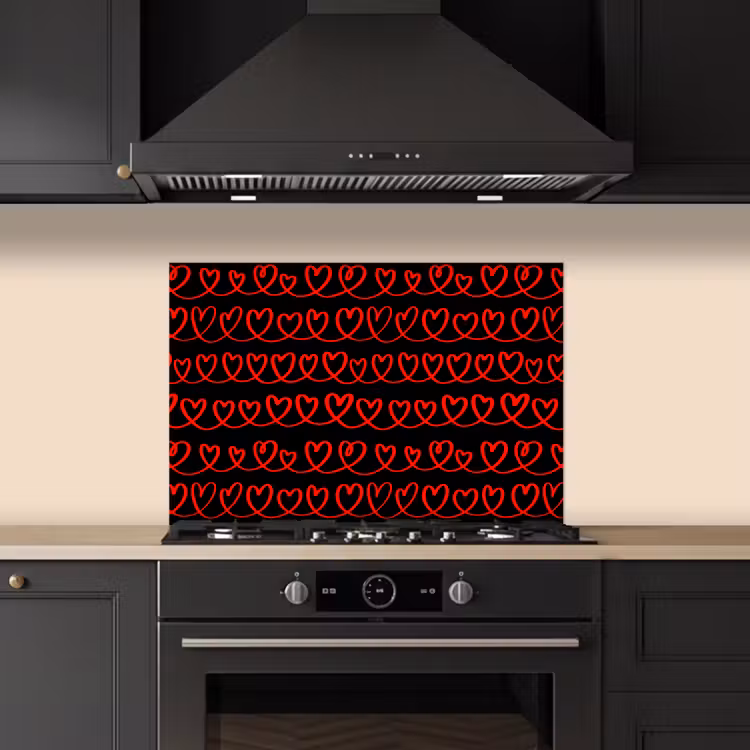 Fond de hotte - Entrelacs - Coeurs - Noir - Rouge — 5