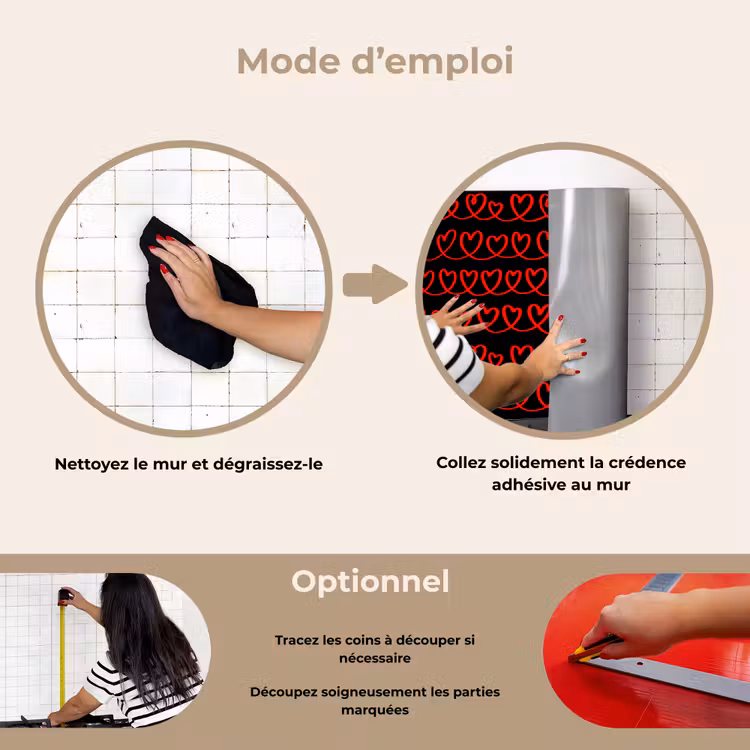 Fond de hotte - Entrelacs - Coeurs - Noir - Rouge — 6