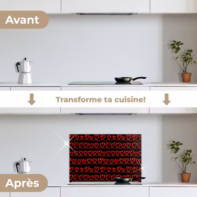 Fond de hotte - Entrelacs - Coeurs - Noir - Rouge — 7