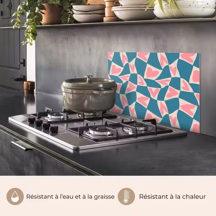 Fond de hotte - Bleu - Patchs - Coeurs — 2