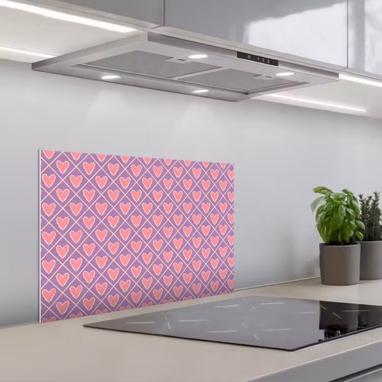 Fond de hotte - Carré - Motif - Violet - Coeurs — 1