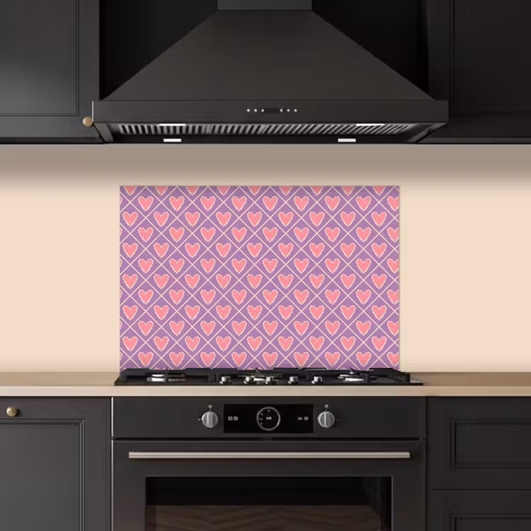 Fond de hotte - Carré - Motif - Violet - Coeurs — 5