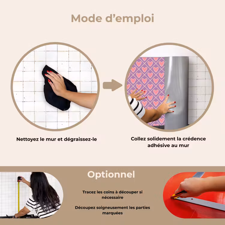 Fond de hotte - Carré - Motif - Violet - Coeurs — 6