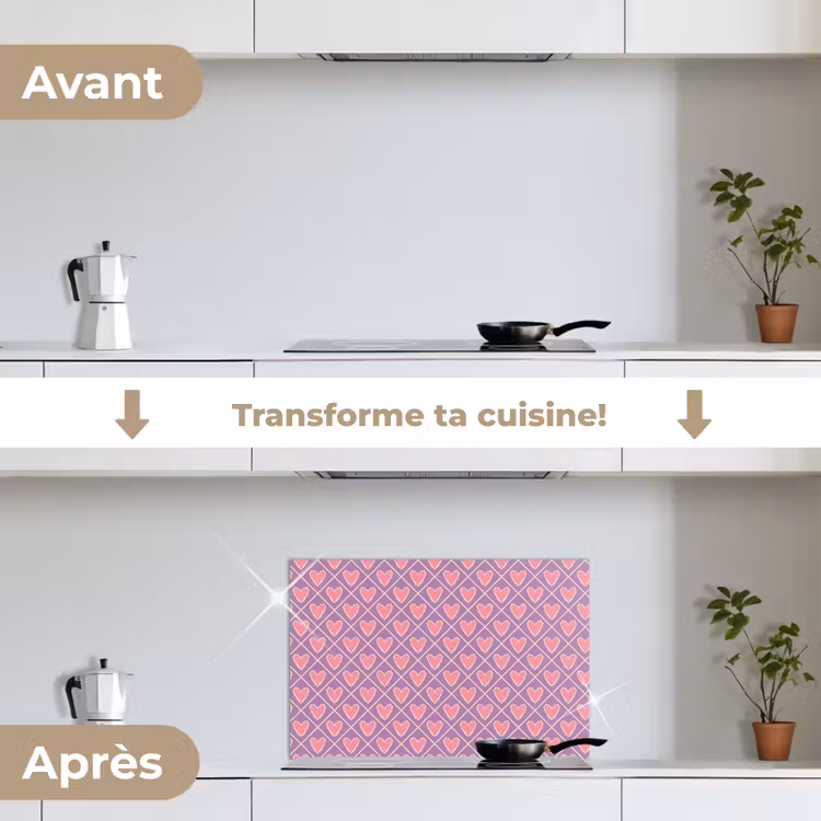Fond de hotte - Carré - Motif - Violet - Coeurs — 7