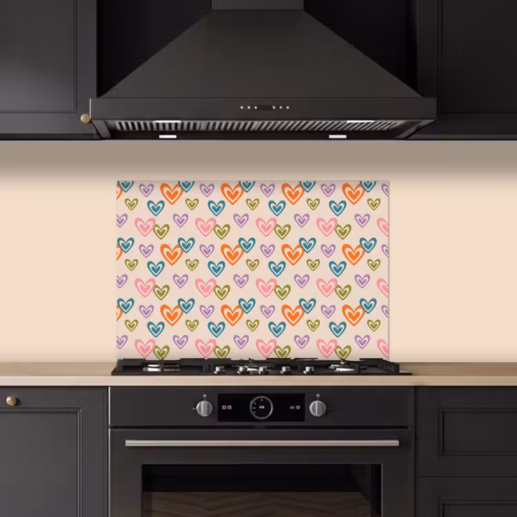 Fond de hotte - Coloré - Cœurs - Motif - Beige — 5