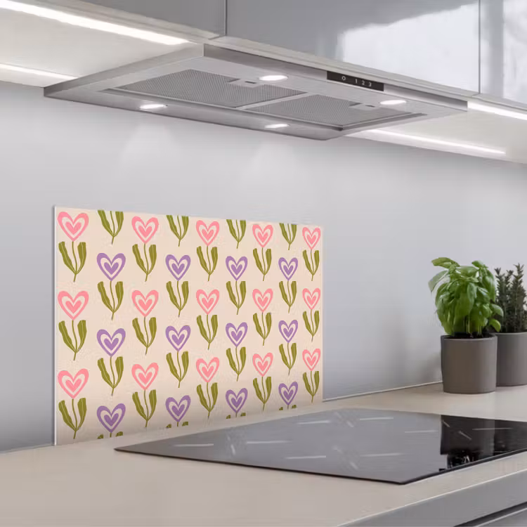 Fond de hotte - Fleurs - Coeurs - Motif — 1