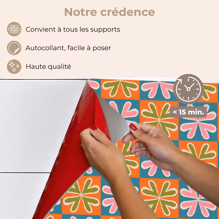 Fond de hotte - Fleurs - Rétro - à motifs - coloré — 4