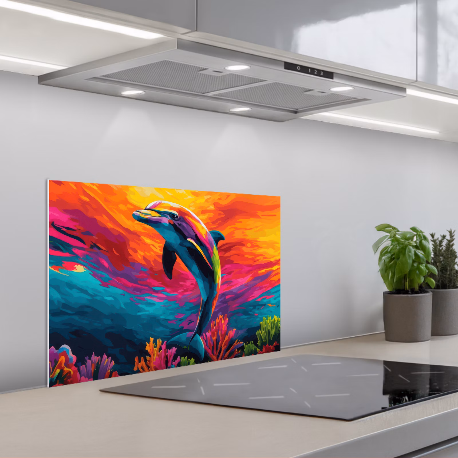 Fond de hotte - Dauphin - Coloré - Océan - Corail — 1