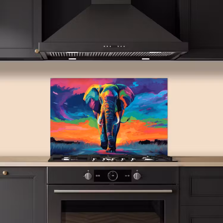 Fond de hotte - Éléphant - coloré - ciel - abstrait — 5