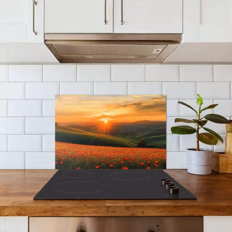 Fond de hotte - Coquelicots - Fleurs - Collines - Coucher de soleil — 3