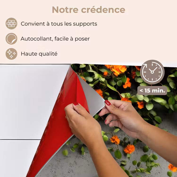 Fond de hotte - Fleurs - Mur - Orange — 4