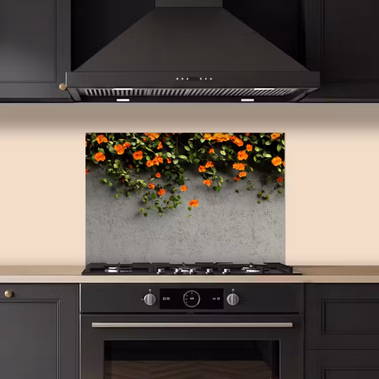Fond de hotte - Fleurs - Mur - Orange — 5