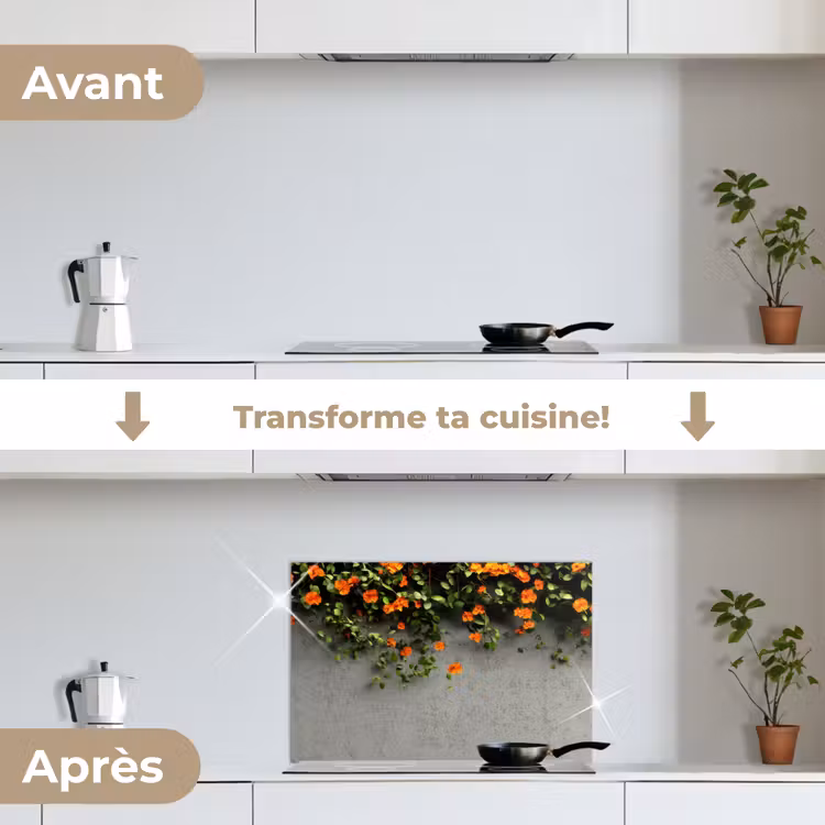 Fond de hotte - Fleurs - Mur - Orange — 7