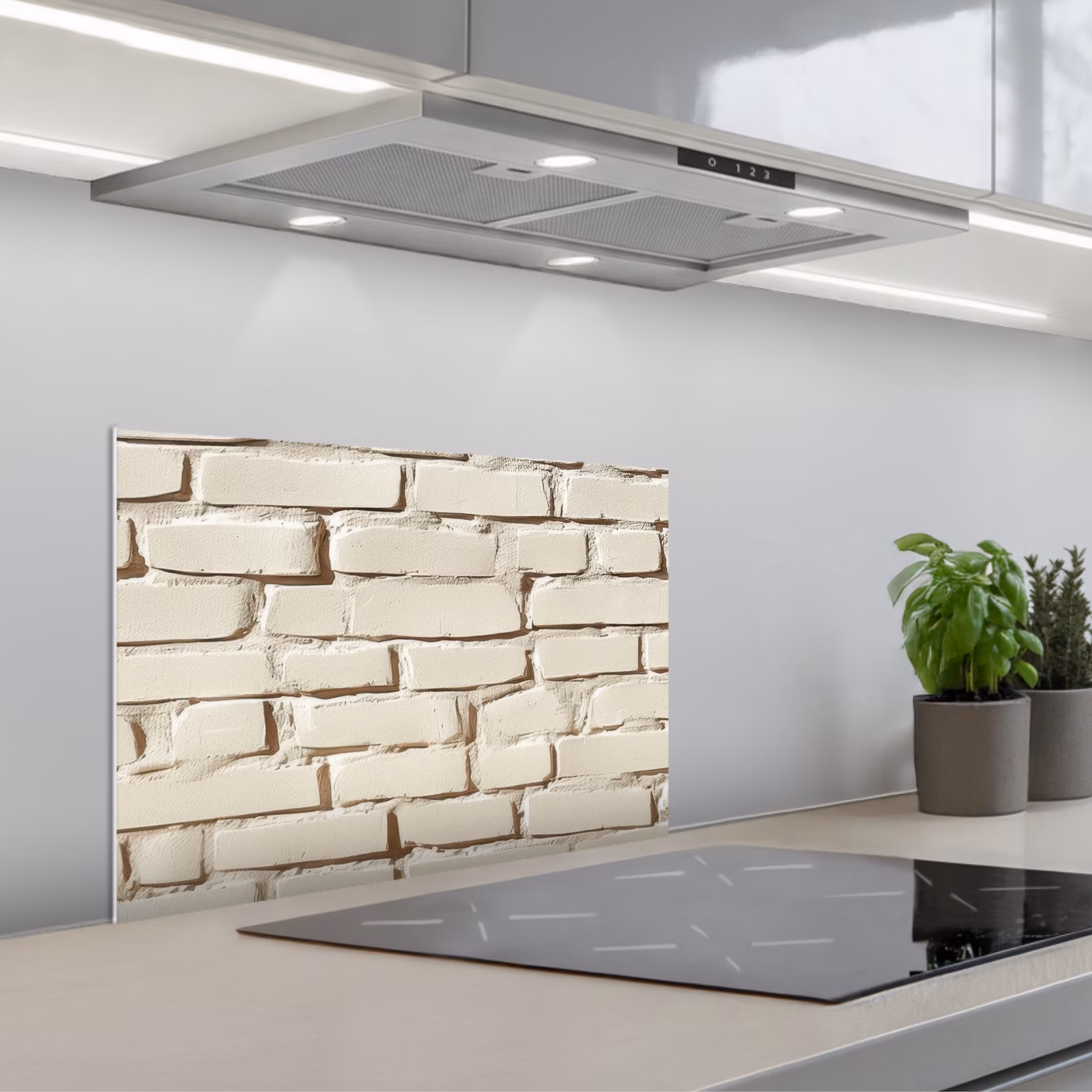 Fond de hotte - Bricks - Wall - Luminaire - Blanc — 1