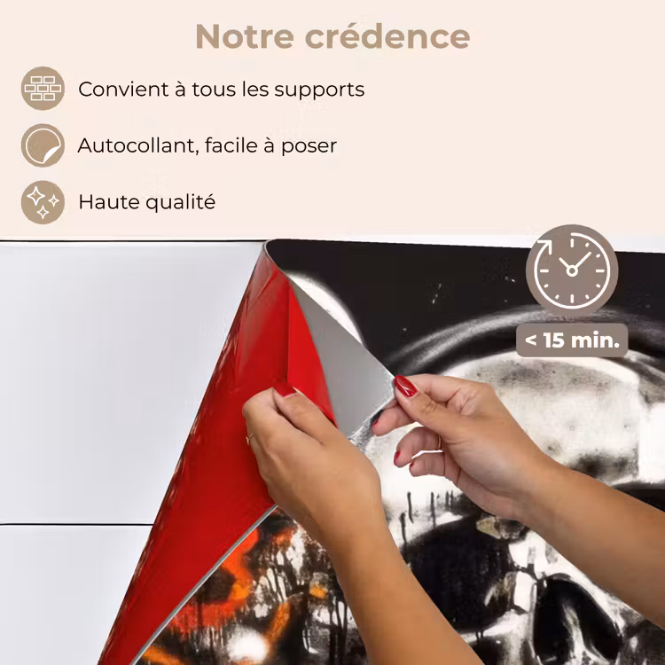 Fond de hotte - Crânes - Art - Foncé - Rouge — 4