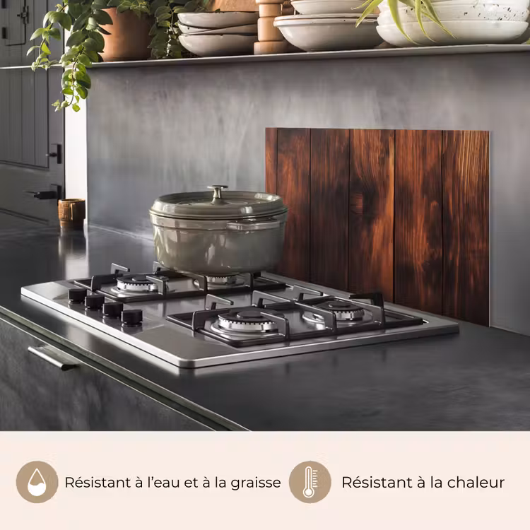 Fond de hotte - Bois - Etagères - Vintage - Marron foncé — 2