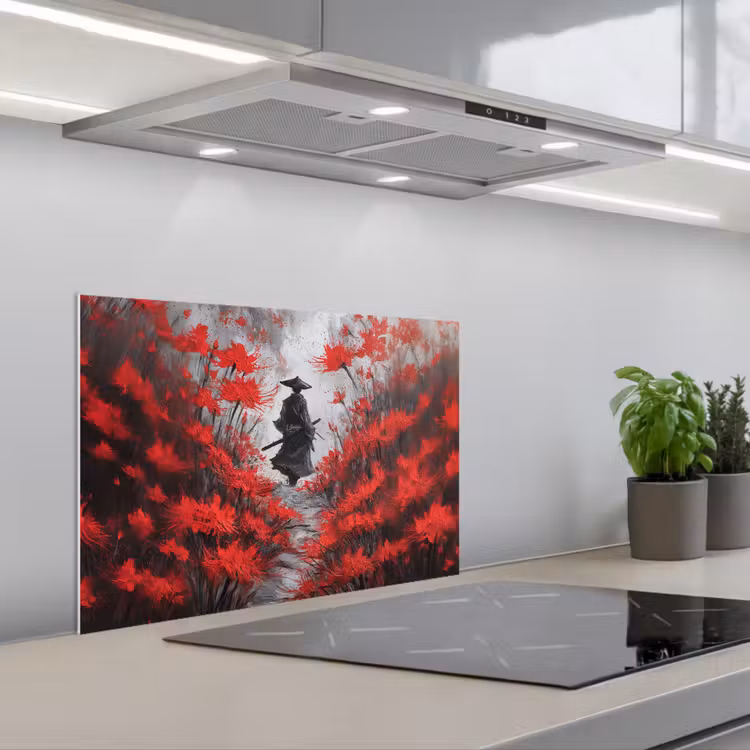 Fond de hotte - Fleurs rouges - brumeux - Homme — 1